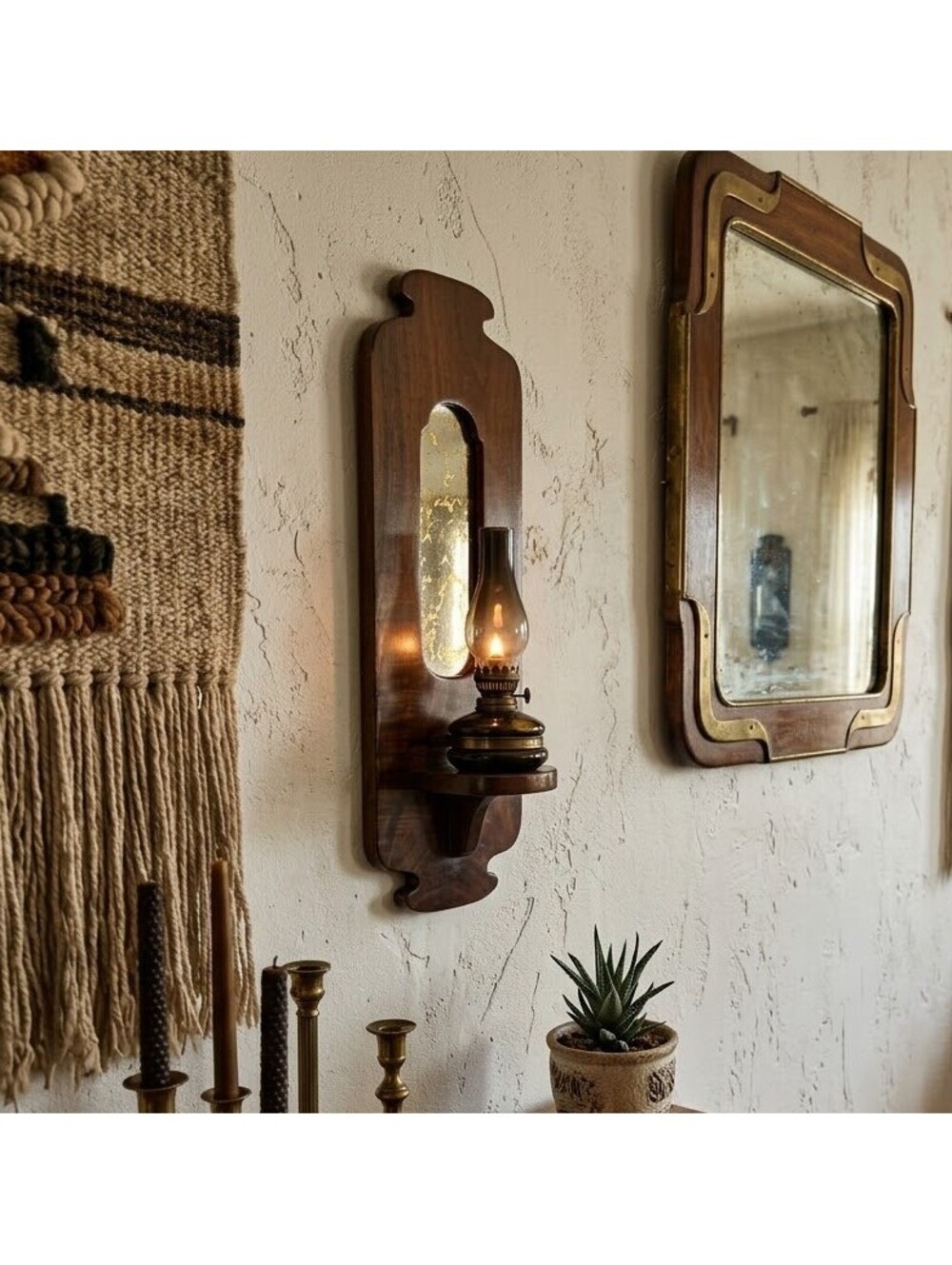 vintage wooden wall-mount with mirror